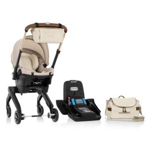 image:imageEvenflo Shyft DualRide Infant Car Seat Stroller Combo with Green amp Gentle Fabric Champagne