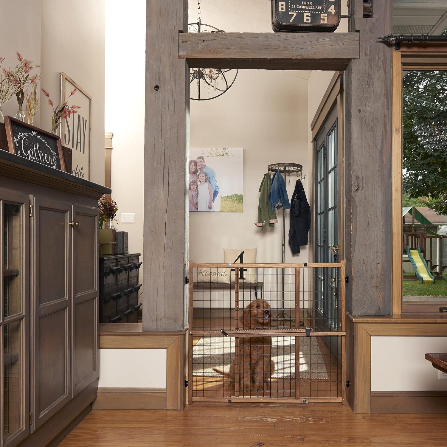 image:imageEvenflo Position amp Lock Tall and Wide Value Adjustable Baby Gate Farmhouse CollectionFarmhouse Collection
