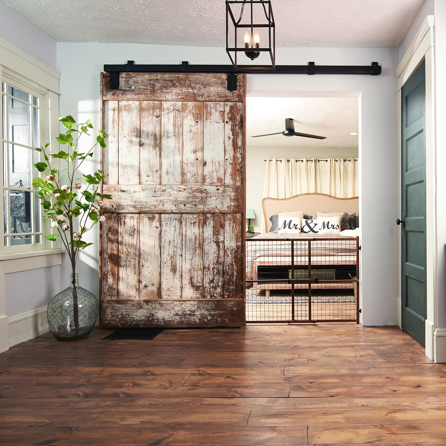 image:imageEvenflo Position amp Lock Tall and Wide Value Adjustable Baby Gate Farmhouse CollectionFarmhouse Collection
