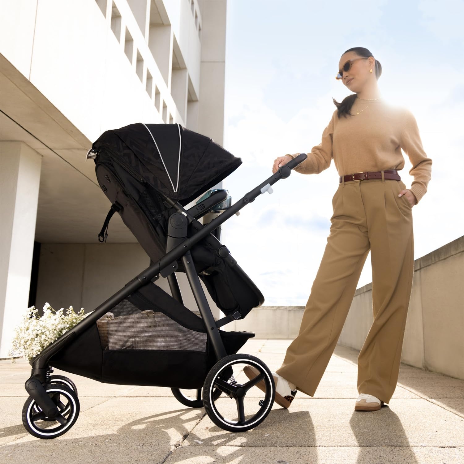 image:imageEvenflo Shyft Intuiti Travel System Featuring Revolve180 LiteMax NXT Rotating RearFacing Lightweight Preemie and Infant Car Seat with SensorySoothe 330 lbs Angler TweedAngler Tweed