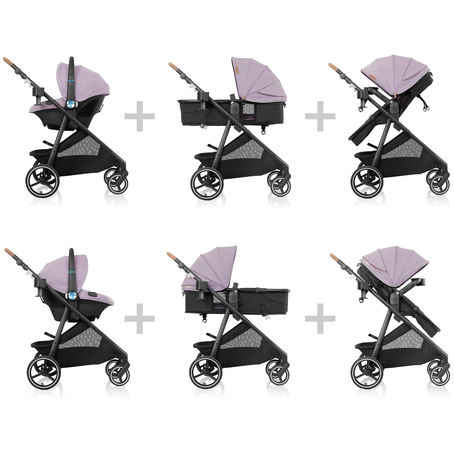 image:imageEvenflo Shyft Intuiti Travel System Featuring Revolve180 LiteMax NXT Rotating RearFacing Lightweight Preemie and Infant Car Seat with SensorySoothe 330 lbs Dubhan BlackAgate Purple