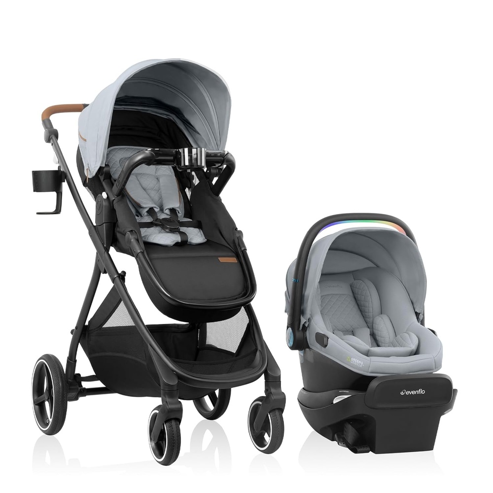 image:imageEvenflo Shyft Intuiti Travel System Featuring Revolve180 LiteMax NXT Rotating RearFacing Lightweight Preemie and Infant Car Seat with SensorySoothe 330 lbs Dubhan BlackQuartz