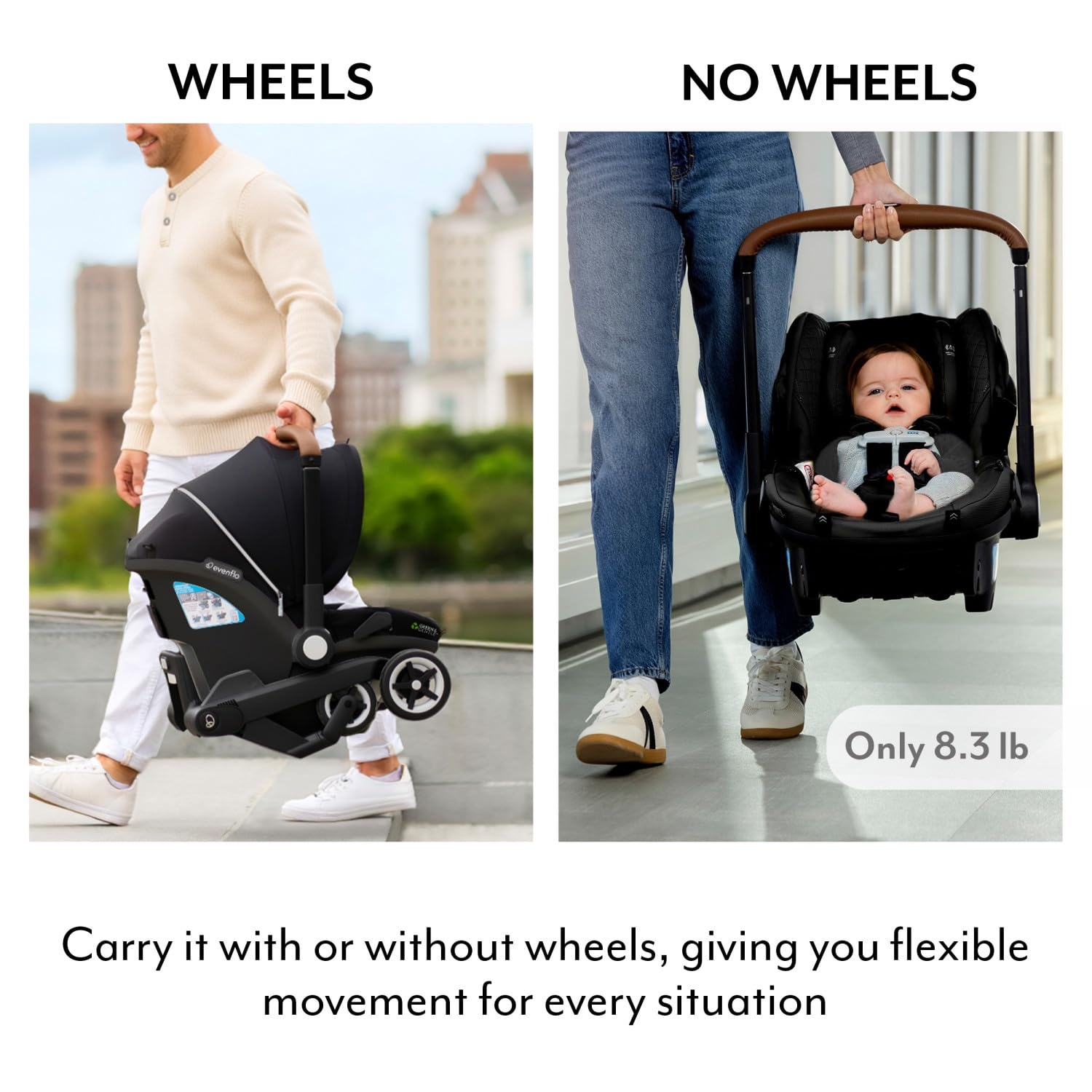image:imageEvenflo Shyft DualRide Infant Car Seat Stroller Combo w Carryall Storage and Green amp Gentle Fabric AgateAgate