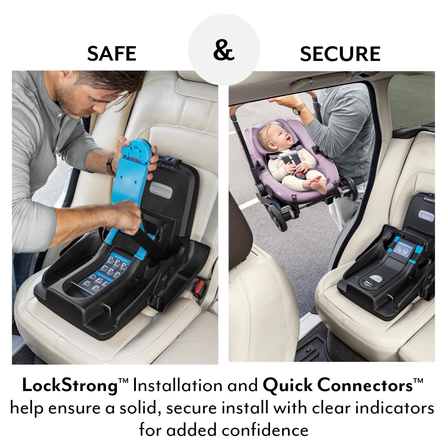 image:imageEvenflo Shyft DualRide Infant Car Seat Stroller Combo w Carryall Storage and Green amp Gentle Fabric AgateQuartz