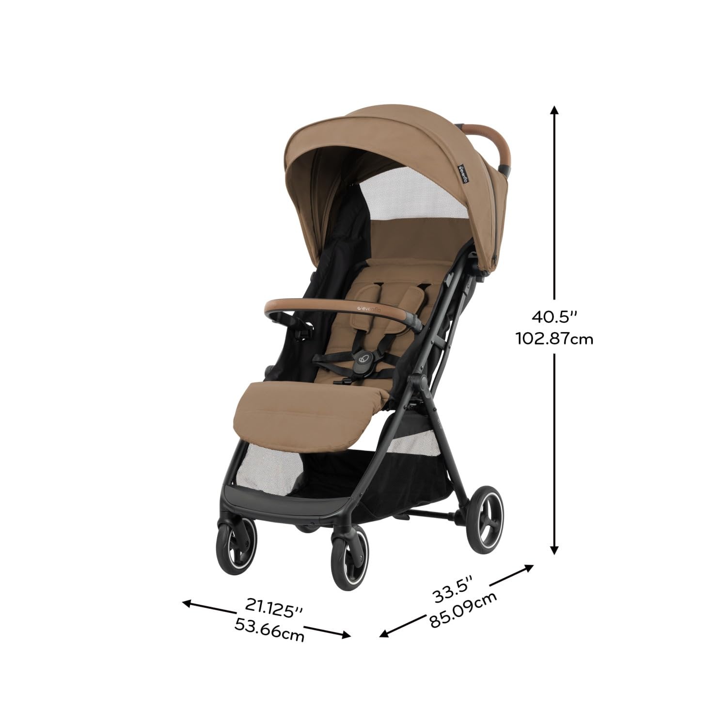 image:imageEvenflo Otto Travel System wLiteMax Infant Car Seat Light Weight One Hand Gravity Fold Chia BlackCaramel Tan