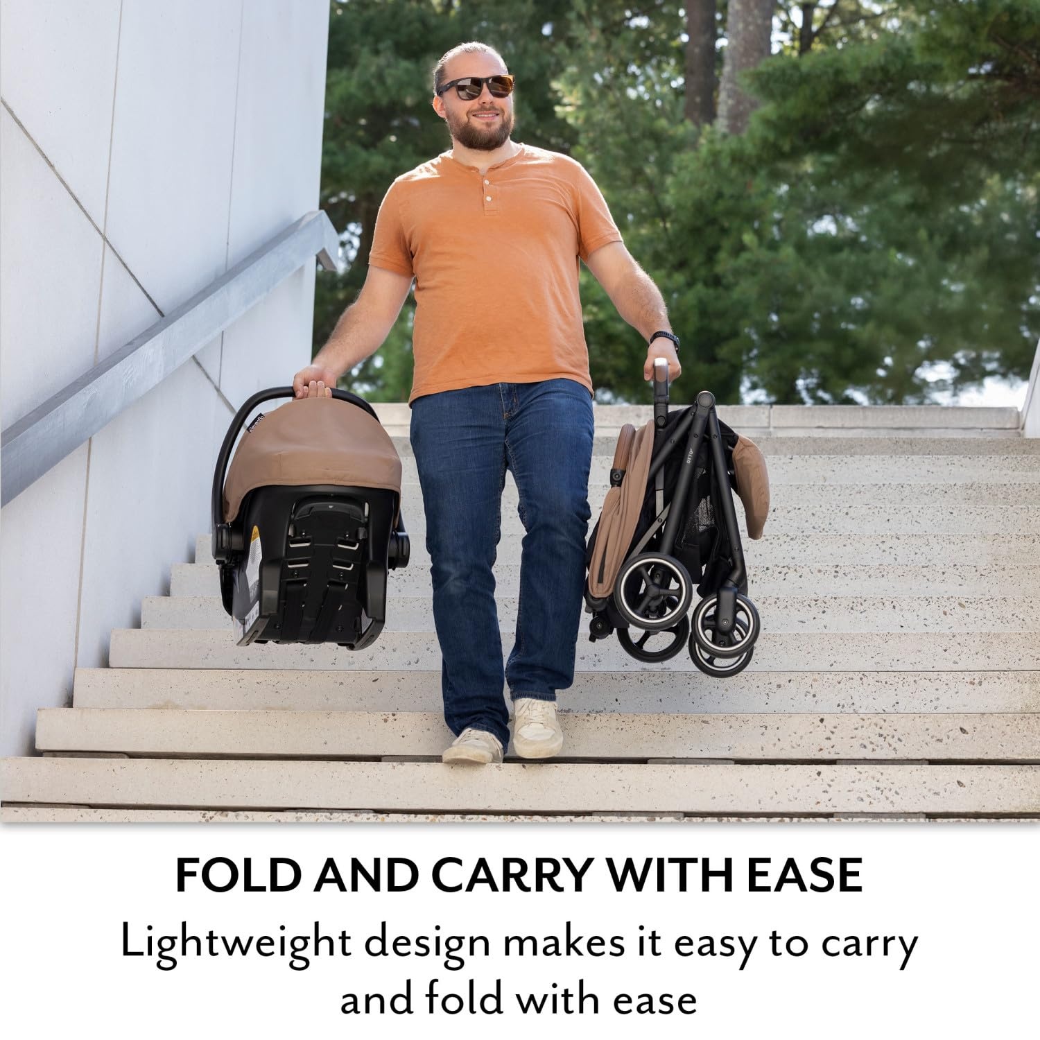 image:imageEvenflo Otto Travel System wLiteMax Infant Car Seat Light Weight One Hand Gravity Fold Chia BlackChia Black