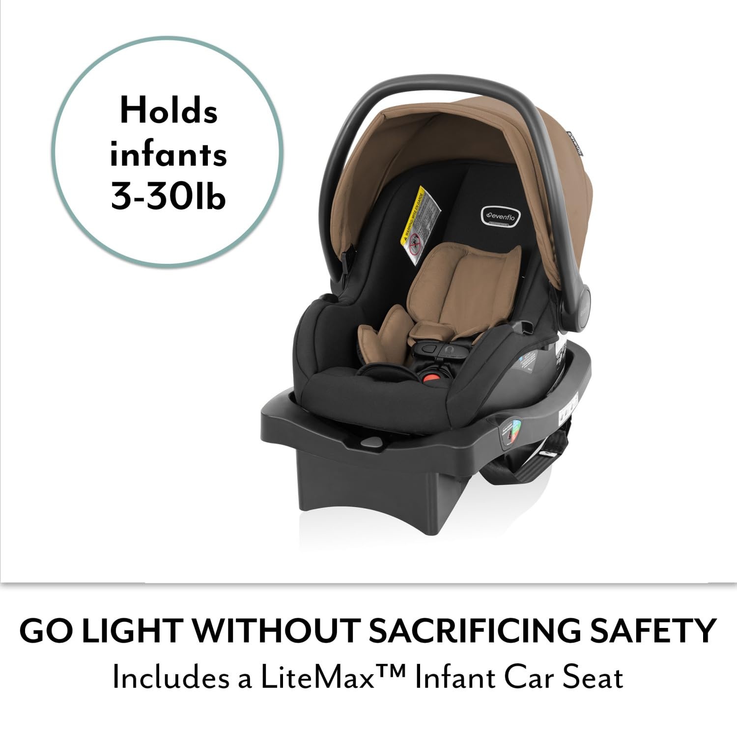 image:imageEvenflo Otto Travel System wLiteMax Infant Car Seat Light Weight One Hand Gravity Fold Chia BlackChia Black