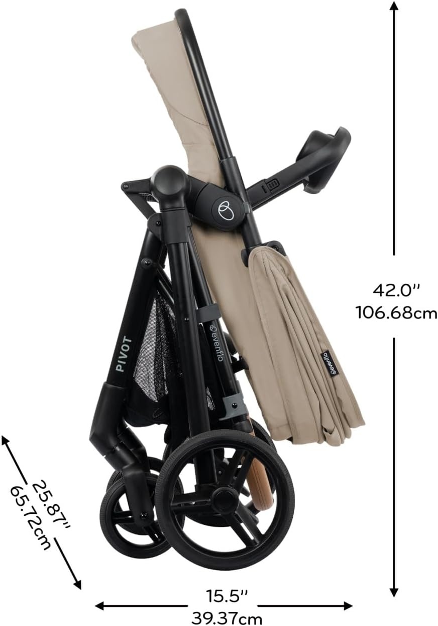image:imageEvenflo Pivot NXT Travel System with LiteMax NXT Infant Car Seat Silverado GrayLatte Tan