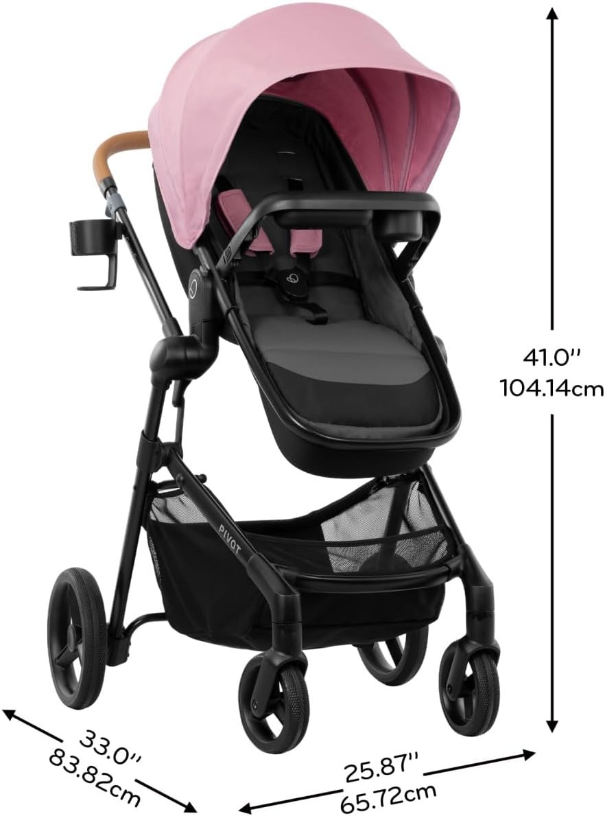 image:imageEvenflo Pivot NXT Travel System with LiteMax NXT Infant Car Seat Silverado GrayLilas Pink