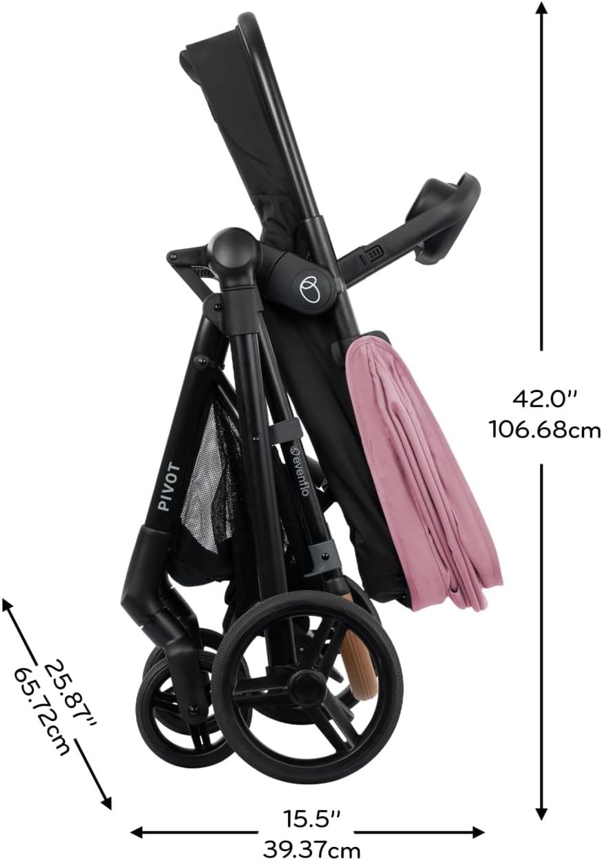 image:imageEvenflo Pivot NXT Travel System with LiteMax NXT Infant Car Seat Silverado GrayLilas Pink