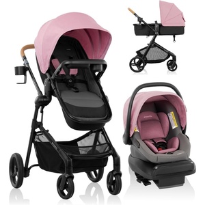 image:imageEvenflo Pivot NXT Travel System with LiteMax NXT Infant Car Seat Silverado GrayLilas Pink